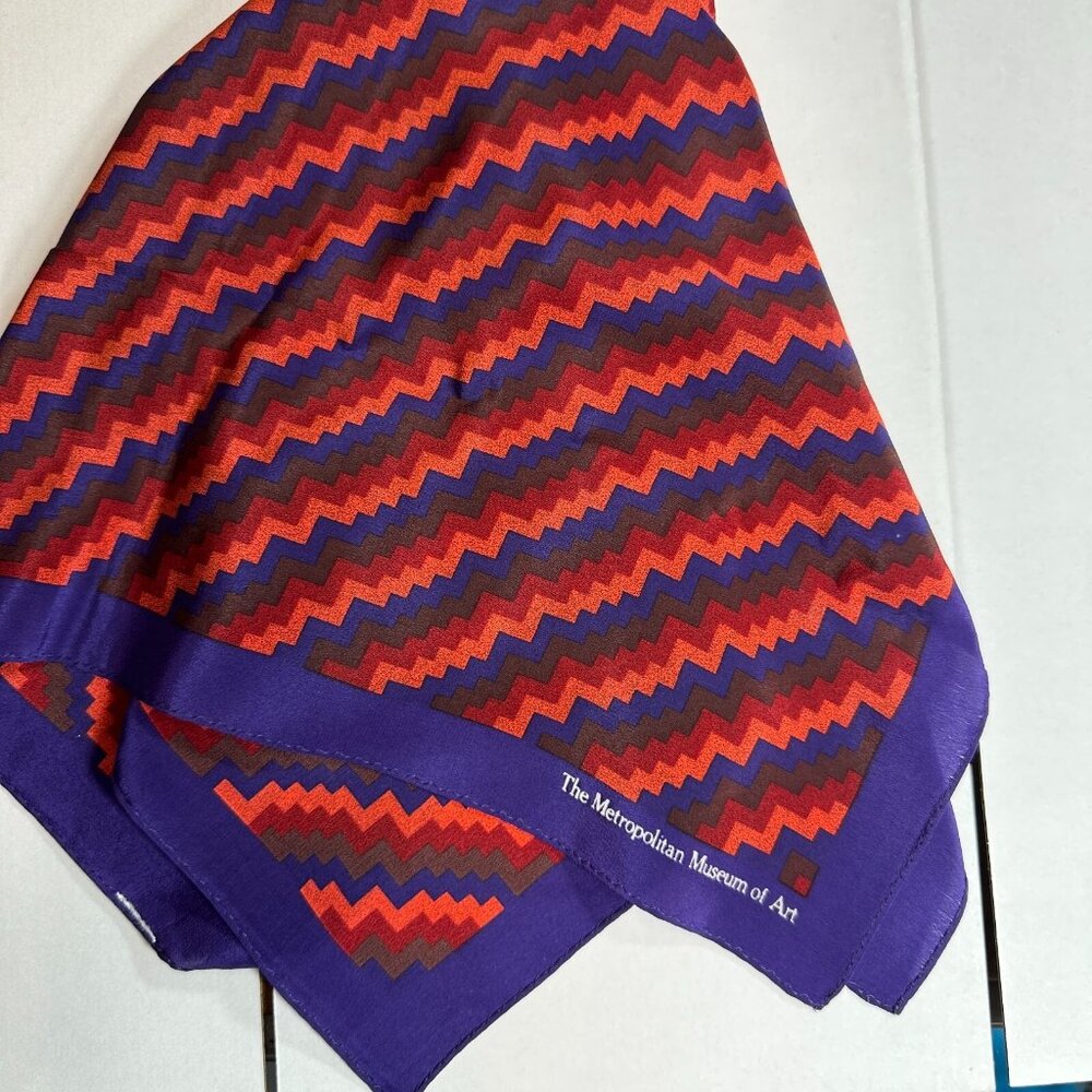 Metropolitan Museum of Art Scarf Square Purple Red Zig Zag Southwest